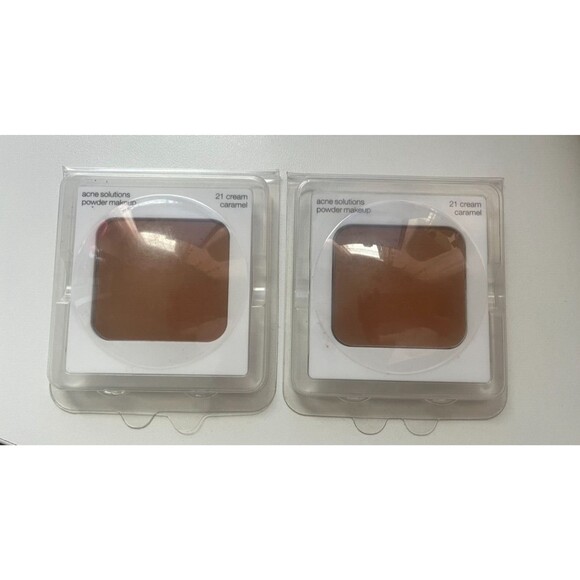 Lot of 2- CLINIQUE Acne Solutions Compact Makeup Refill #21 Cream Caramel